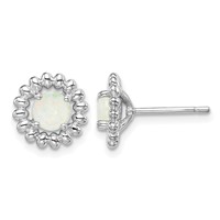 Sterling Silver Rhod-plat Milky Opal Earrings view 1
