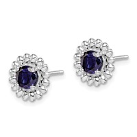 Sterling Silver Rhodium-plated Created Sapphire Earrings view 2