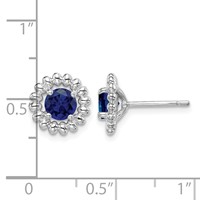 Sterling Silver Rhodium-plated Created Sapphire Earrings view 4