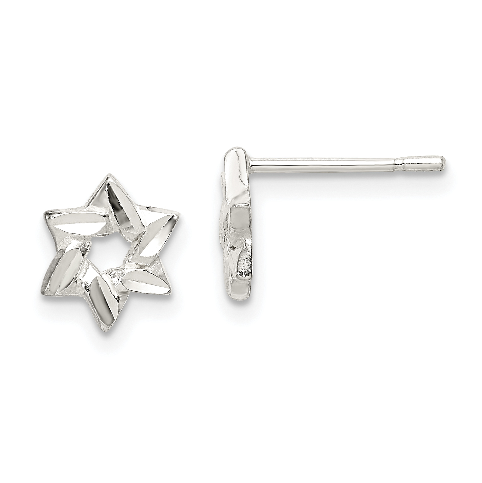 Sterling Silver Star Earrings (QE14498)