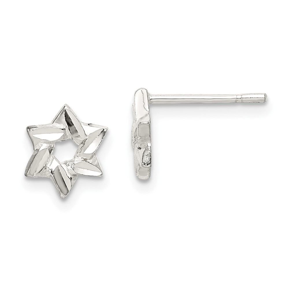 Sterling Silver Star Earrings (QE14498)