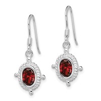 Sterling Silver Rhodium-plated Fancy Garnet Earrings view 2