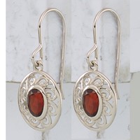 Sterling Silver Rhodium-plated Fancy Garnet Earrings view 2