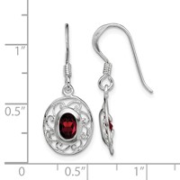 Sterling Silver Rhodium-plated Fancy Garnet Earrings view 5