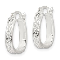 Sterling Silver Patterned 3mm Hoop Earrings view 2