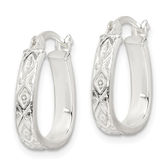 Sterling Silver Etched Hoop Earrings