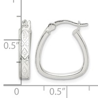 Sterling Silver Patterned 3mm Hoop Earrings view 4