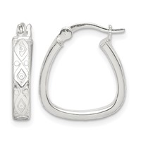 Sterling Silver Patterned 3mm Hoop Earrings view 1