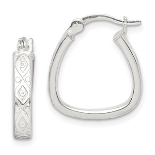 Sterling Silver Etched Hoop Earrings