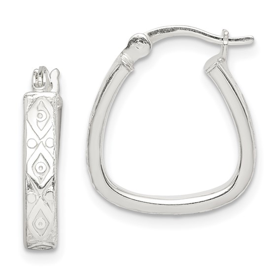 Sterling Silver Etched Hoop Earrings
