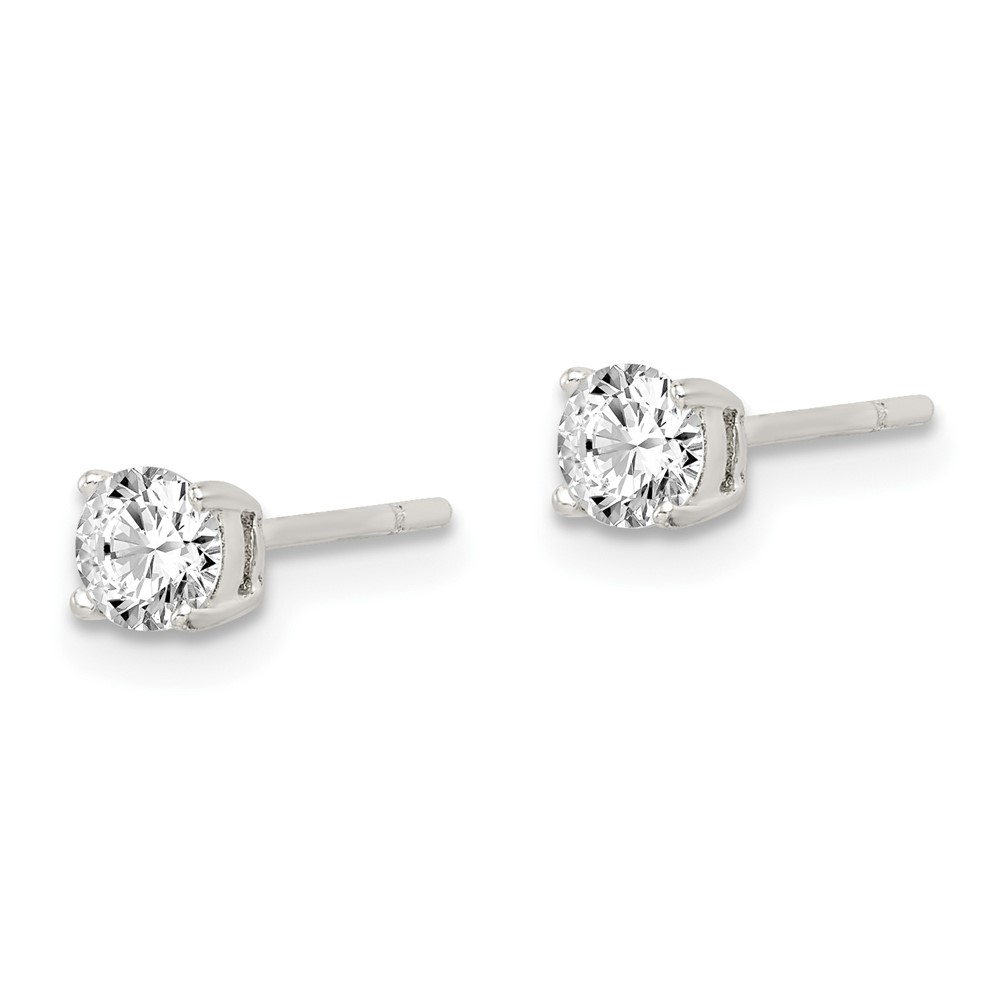 Sterling Silver Polished 4mm Round CZ Stud Earrings (QE14558)