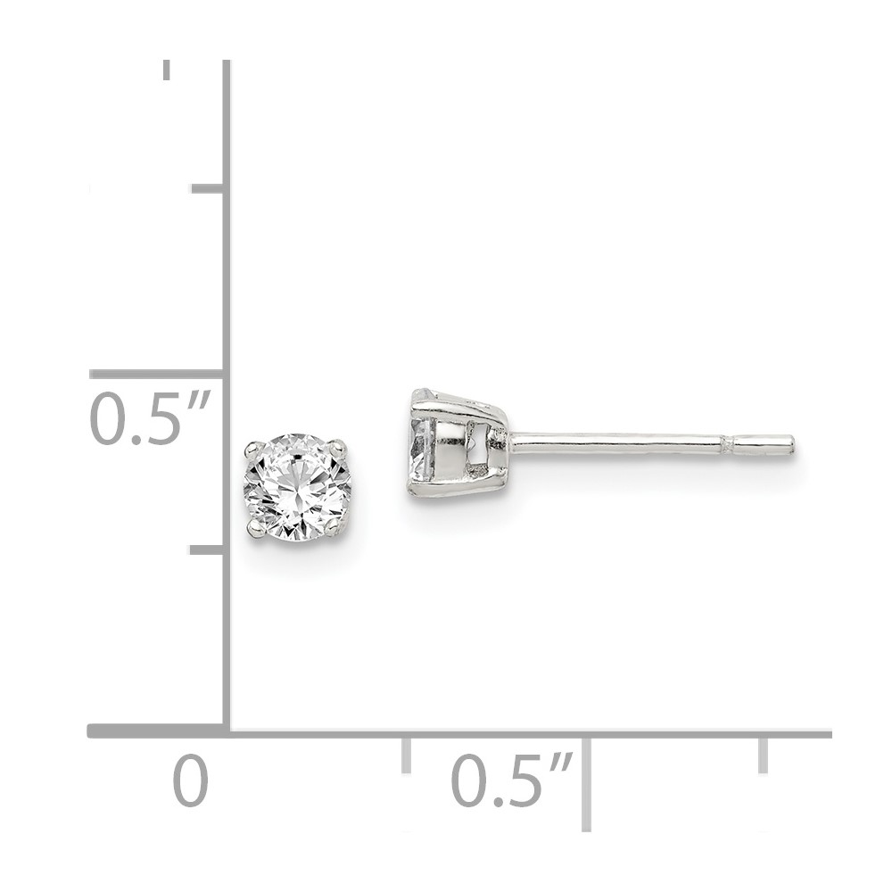 Sterling Silver Polished 4mm Round CZ Stud Earrings (QE14558)