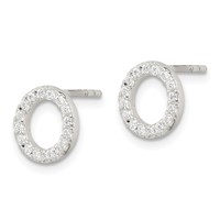 Sterling Silver Polished CZ Circle Post Earrings view 2