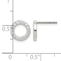 Sterling Silver Polished CZ Circle Post Earrings view 4