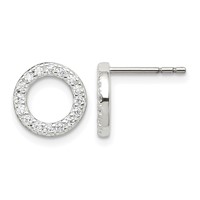Sterling Silver Polished CZ Circle Post Earrings view 1