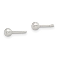 Sterling Silver Brushed 3mm Ball Post Earrings view 2