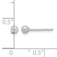 Sterling Silver Brushed 3mm Ball Post Earrings view 4