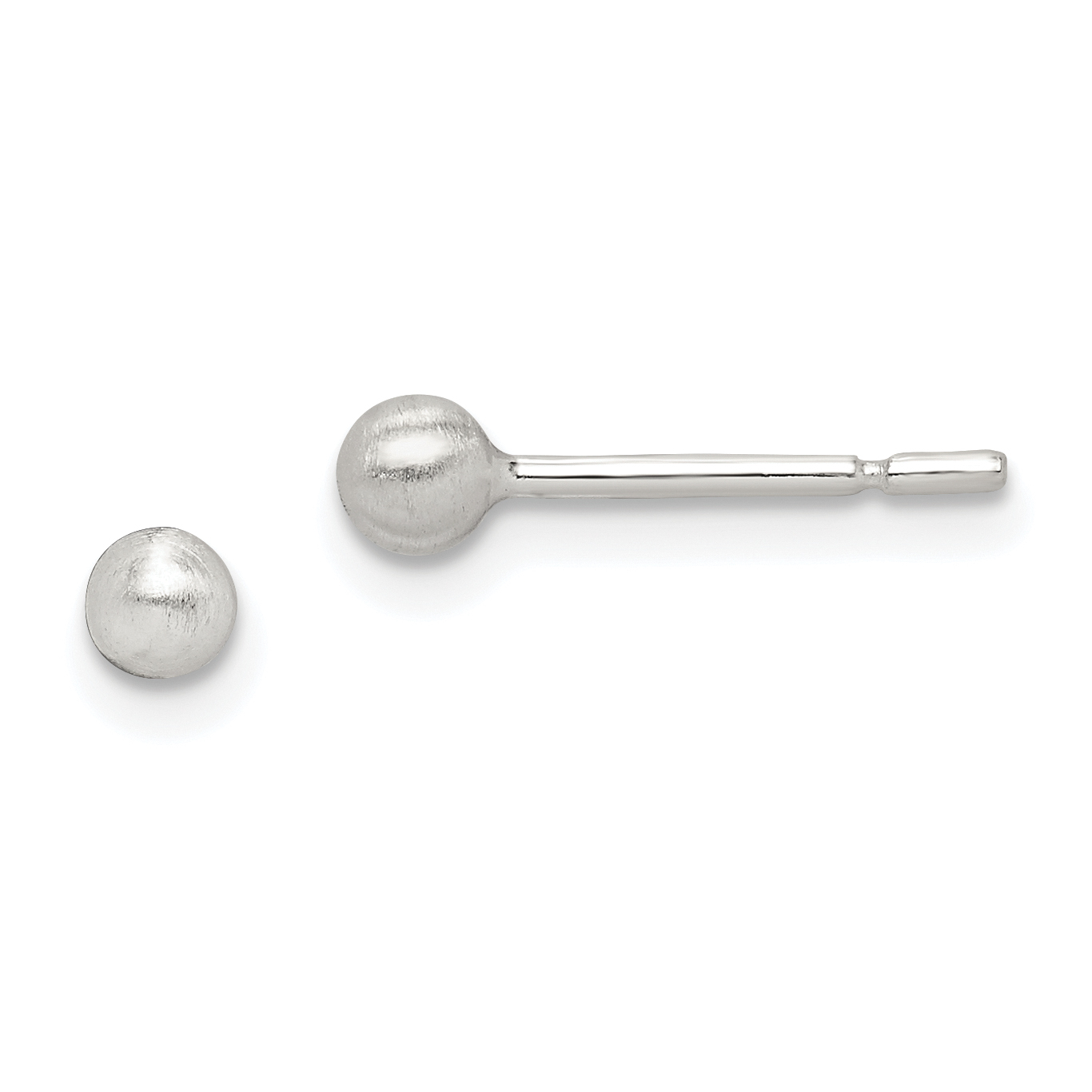 Sterling Silver Brushed 3mm Ball Post Earrings (QE14577)