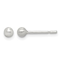 Sterling Silver Brushed 3mm Ball Post Earrings view 1