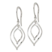 Sterling Silver Polished Fancy Twisted Marquise Shaped Dangle Earrings view 2