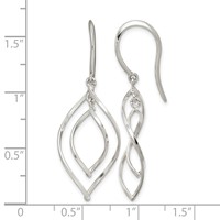 Sterling Silver Polished Fancy Twisted Marquise Shaped Dangle Earrings view 4