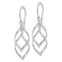 Sterling Silver Polished Fancy Twisted Dangle Earrings view 2