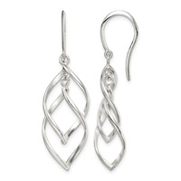 Sterling Silver Polished Fancy Twisted Dangle Earrings view 1