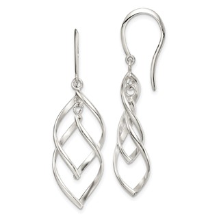 Sterling Silver Polished Fancy Twisted Dangle Earrings