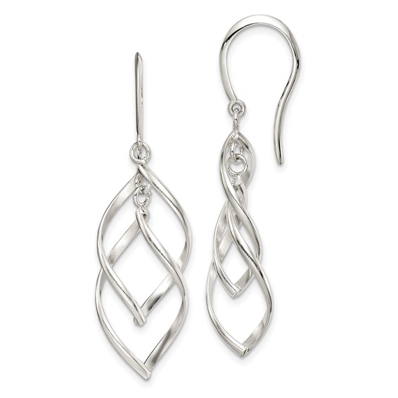 Sterling Silver Polished Fancy Twisted Dangle Earrings