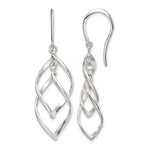 Sterling Silver Polished Fancy Twisted Dangle Earrings