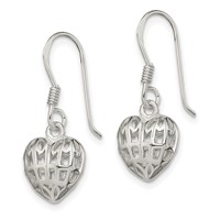 Sterling Silver Heart Dangle Earrings view 2
