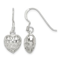 Sterling Silver Heart Dangle Earrings view 1