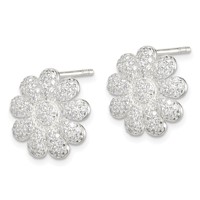 Sterling Silver CZ Flower Post Earrings view 2