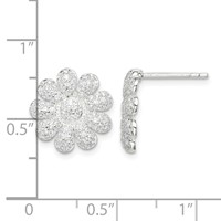Sterling Silver CZ Flower Post Earrings view 3
