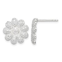 Sterling Silver CZ Flower Post Earrings view 1