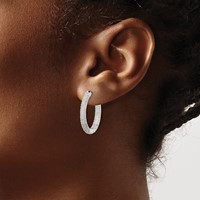 Sterling Silver CZ Hinged Hoop Earrings view 3
