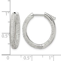 Sterling Silver CZ Hinged Hoop Earrings view 4
