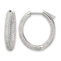 Sterling Silver CZ Hinged Hoop Earrings view 1