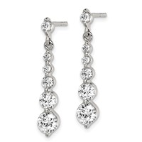 Sterling Silver Polished CZ Journey Post Dangle Earrings view 2