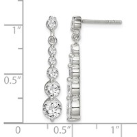 Sterling Silver Polished CZ Journey Post Dangle Earrings view 4
