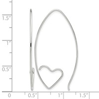 Sterling Silver Rhodium-plated Heart Threader Earrings view 4