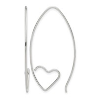 Sterling Silver Rhodium-plated Heart Threader Earrings view 1