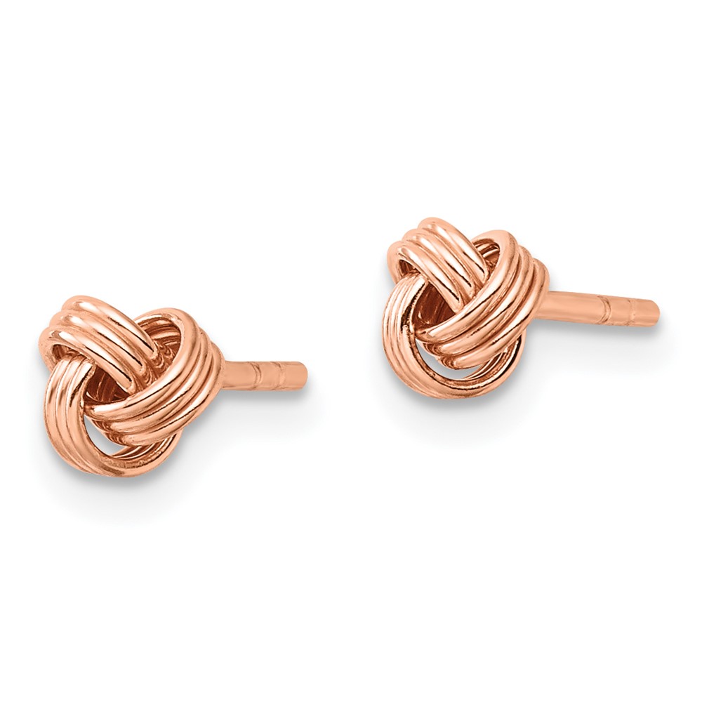 Sterling Silver Rose-tone Polished Love Knot Post Earrings (QE14620RP)