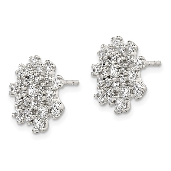 Sterling Silver CZ Cluster Post Earrings
