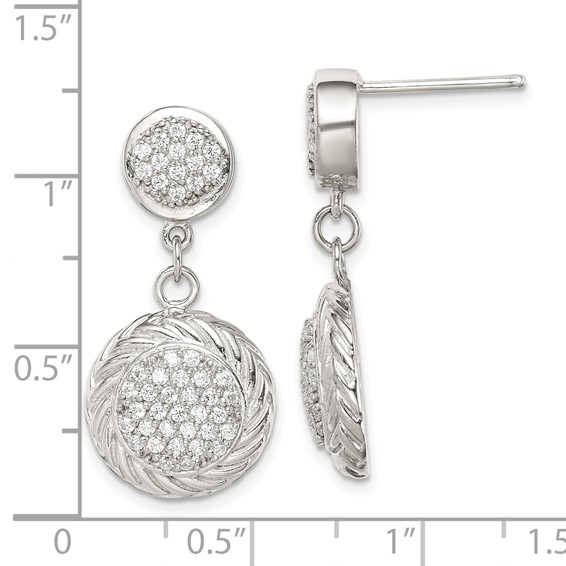 Sterling Silver CZ Circle Dangle Earrings