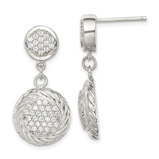 Sterling Silver CZ Circle Dangle Earrings