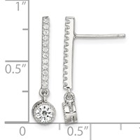 Sterling Silver Rhodium-plated Polished CZ Bar Post Dangle Earrings view 4