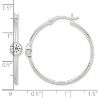 Sterling Silver CZ Polished Hoop Earrings view 4