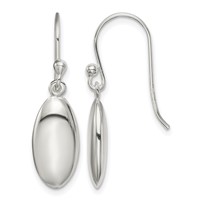 Sterling Silver Oval Bead Dangle Earrings view 1