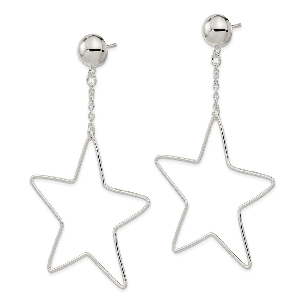 Sterling Silver Star Dangle Post Earrings (QE14651)